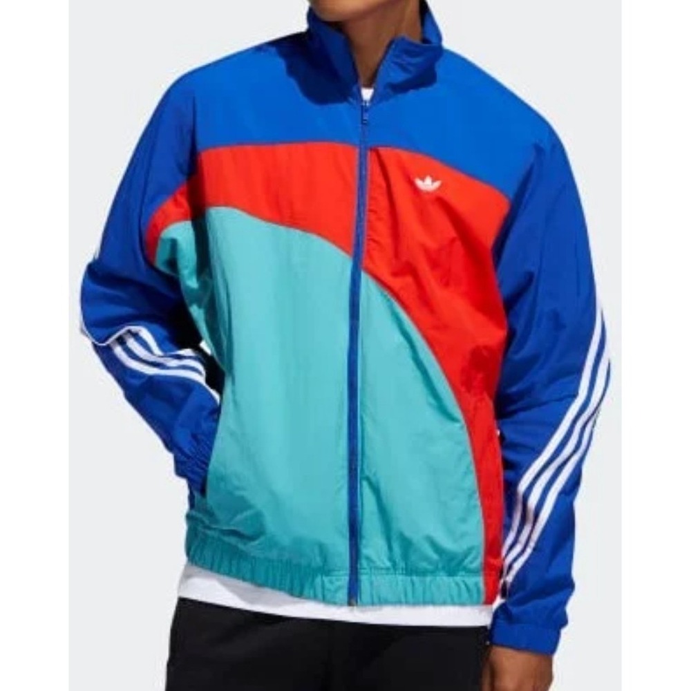 Adidas‎ Spirit Off-Center Windbreaker Jacket Mens M Blue Retro Sportswear Y2K